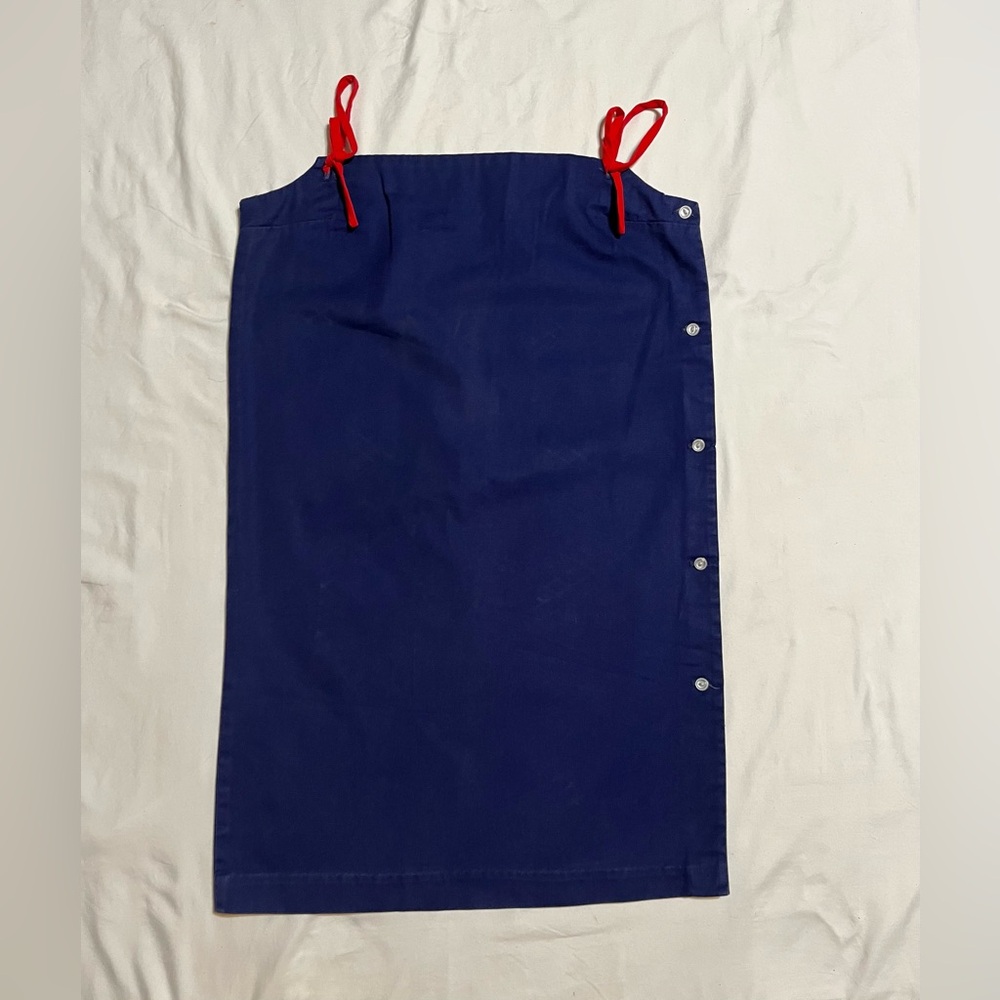 Vintage 60's HoAloha Mini Mod Gogo dress Navy Blue Red Bows side buttons